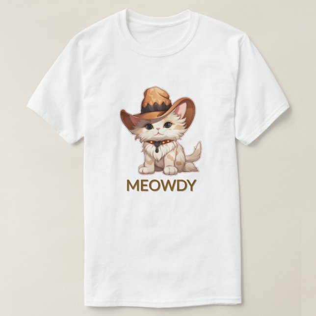 Meowdy Funny Western Cowboy Cat T Shirt (Design framsida)