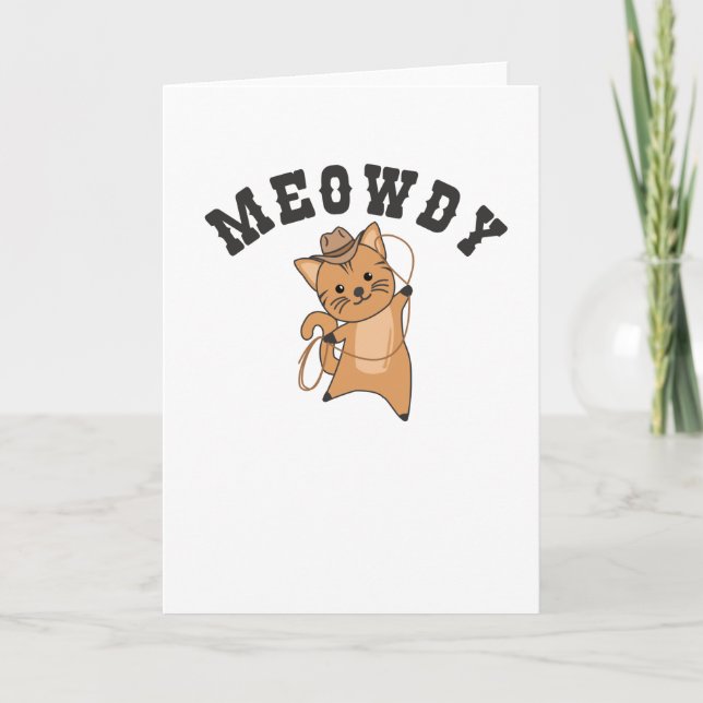 Meowdy Howdy Cat CowboyE med lassot Cute Cats Kort (Framsida)