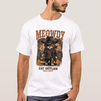 Meowdy Kattfredlös Vintage Västernserie T Shirt