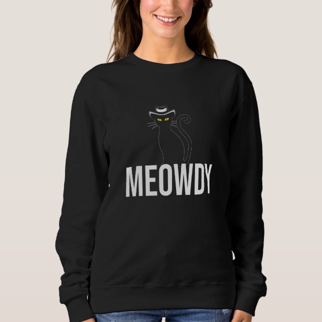 Meowdy   Mashup Between Meow and Howdy  Cat Meme T Shirt (Framsida)