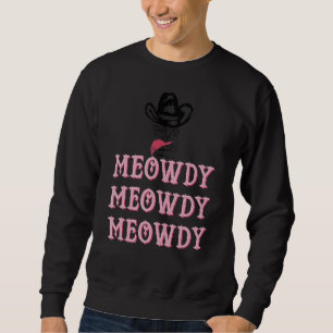 Meowdy Mashup mellan Meow och Howdy Cat Memre Re Lång Ärmad Tröja