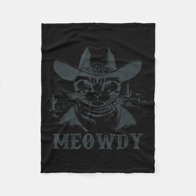 Meowdy - Mashup mellan Meow och Howdy - Lustigt ka Fleecefilt (Framsidan)