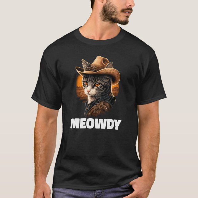 Meowdy Mashup of Meow and Howdy Land Music Cat T Shirt (Framsida)