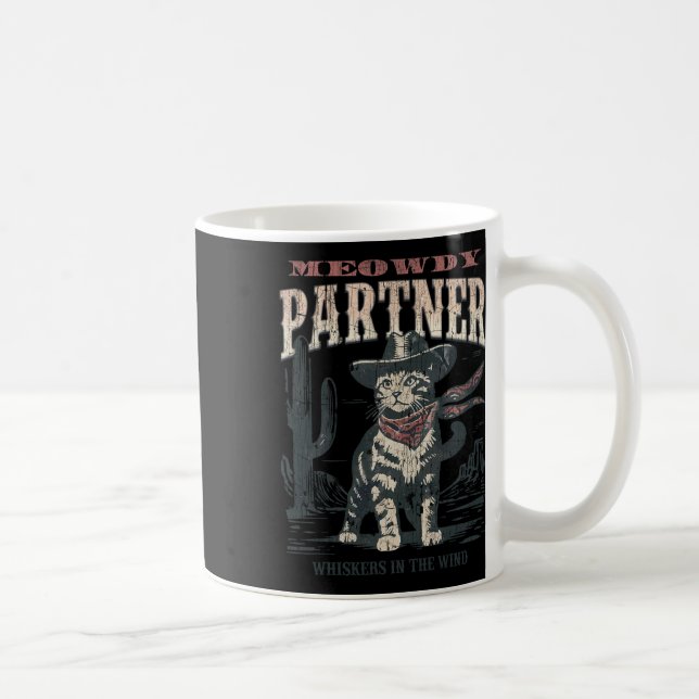 Meowdy Partner Cowboy Cat Vintage Kaffemugg (Höger)