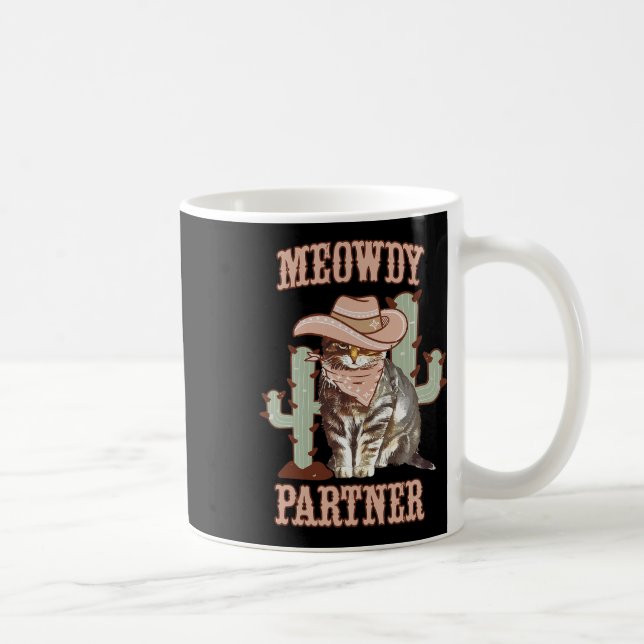 Meowdy Partner Cowboy Cat Westernare Land Kaffemugg (Höger)