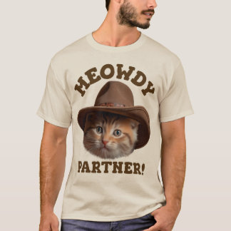 Meowdy Partner Cute Pet Cat Cowboy Humor T Shirt