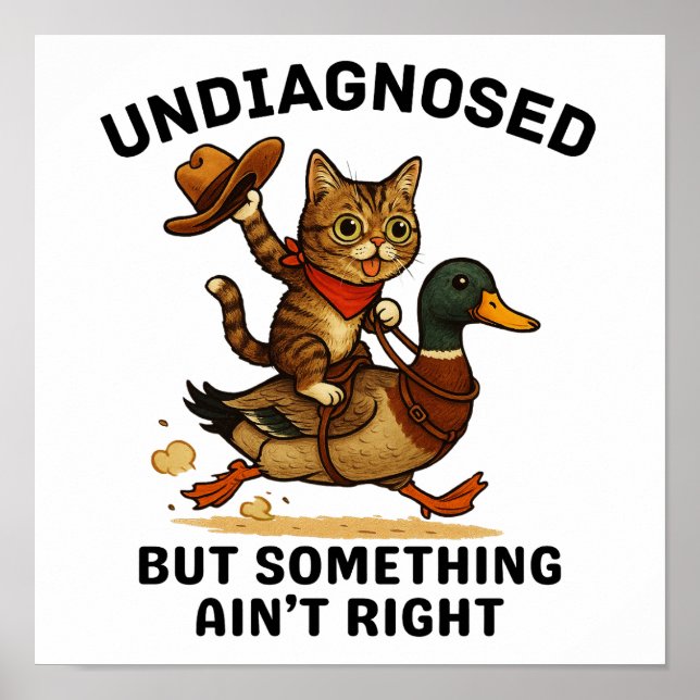 Meowdy-partner Poster, Mörken Cowboycatt Skriv ut Poster (Framsidan)