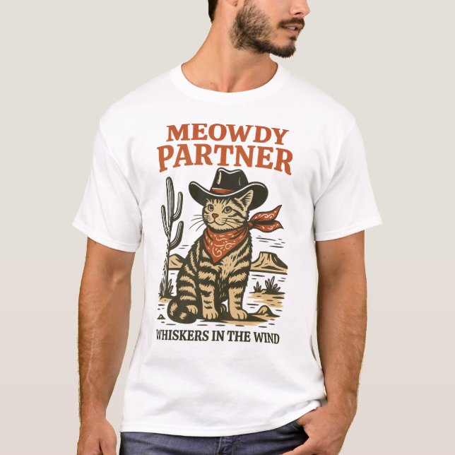 Meowdy-partner - Western design för Lusjust Cowboy T Shirt (Framsida)