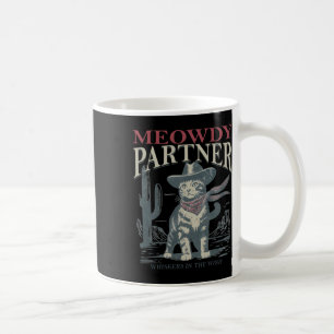Meowdy Partner Whiskhos i Vinden Cat Cowboy Hat Kaffemugg