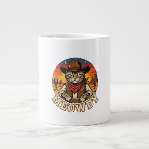 Meowdy Rolig Cowboy Katt Västerländsk Mugg Jumbo Mugg