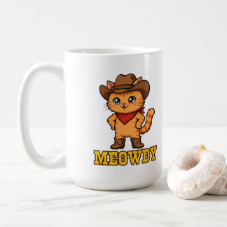 Meowdy Söt Cowboy Katt Västerländsk Kitty Kaffemugg