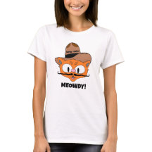 MEOWDY! Tecknad Mustache Cowboy Cat T-Shirt