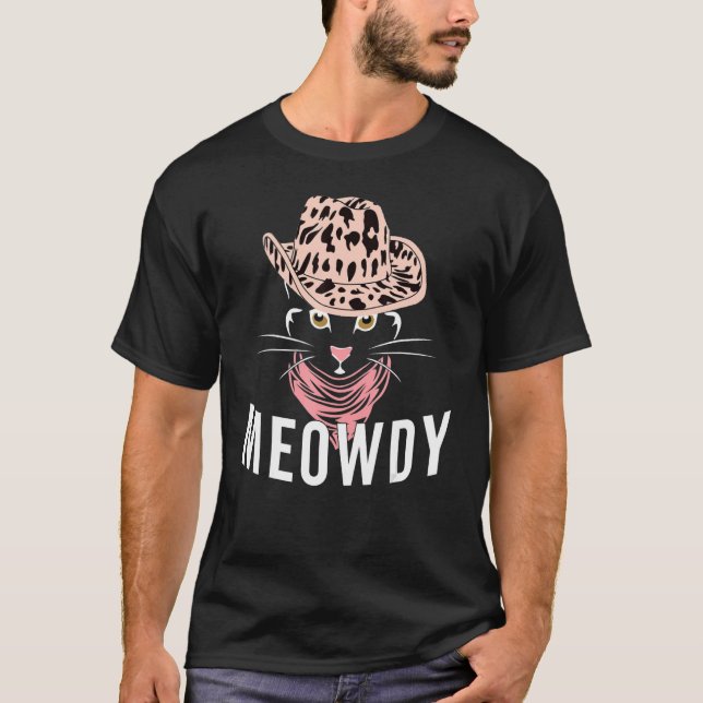 Meowdy Texas Cat Meme T Shirt (Framsida)