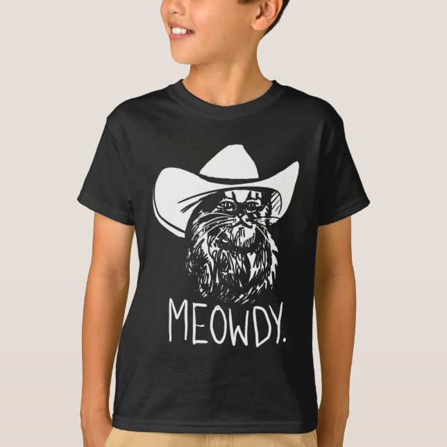 Meowdy Texas Cat Meme T Shirt (Framsida)