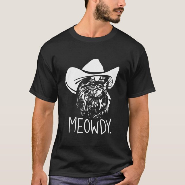 Meowdy Texas Cat Memor T Shirt (Framsida)