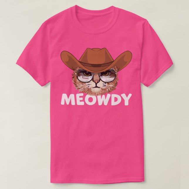 Meowdy Texas Cat Wearing Cowboy Hat Sunglasses Cou T Shirt (Design framsida)