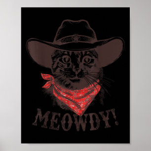 Meowdy Vintage Howdy Western Matching Cowgirl Poster