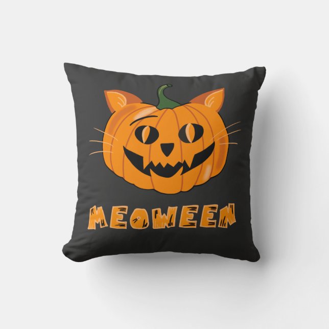 Meoween cute Halloween pumpkin cat  Kudde (Framsida)