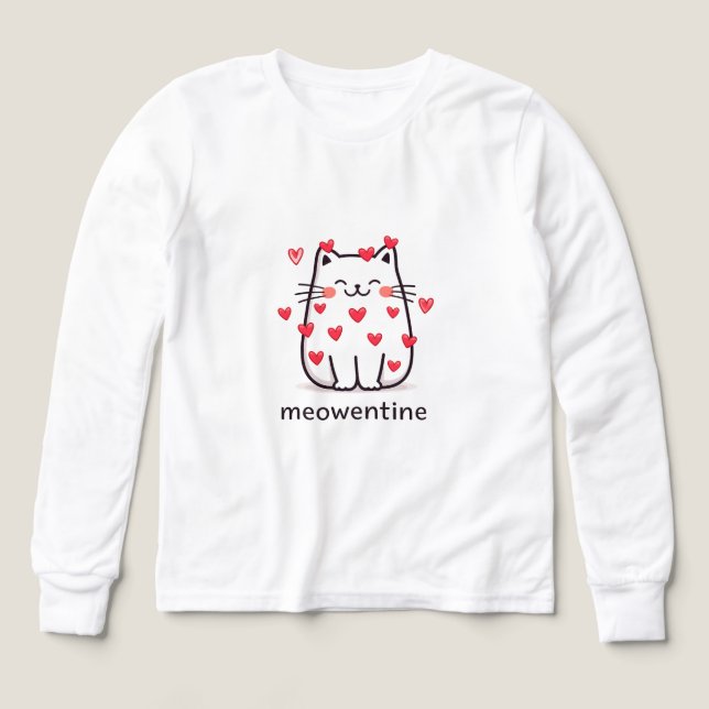 Meowentine Cat Design – Cute Valentine’s Day Love  T Shirt (Design framsida)