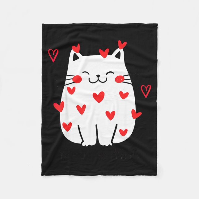 Meowentine Cute Cat Valentines Day Men Women Cat D Fleecefilt (Framsidan)