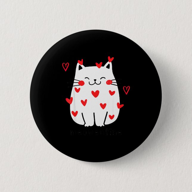 Meowentine Cute Cat Valentines Day Men Women Cat D Knapp (Framsida)