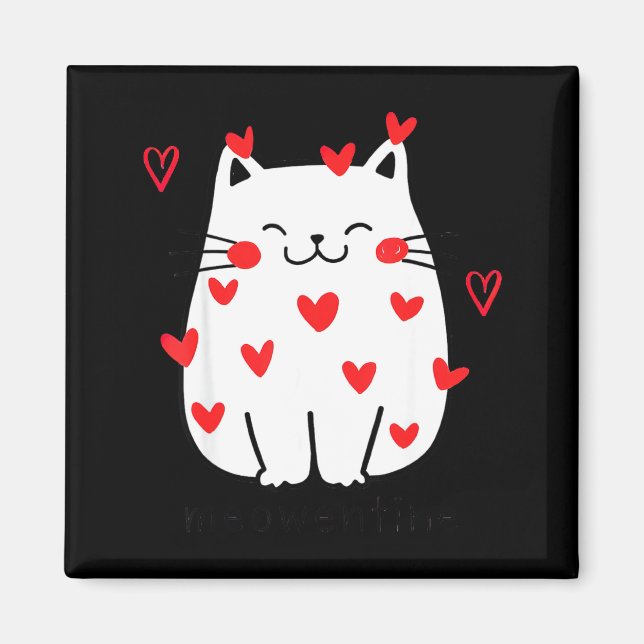 Meowentine Cute Cat Valentines Day Men Women Cat D Magnet (Framsidan)