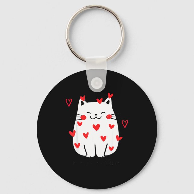 Meowentine Cute Cat Valentines Day Men Women Cat D Nyckelring (Framsida)