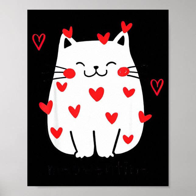 Meowentine Cute Cat Valentines Day Men Women Cat D Poster (Framsidan)