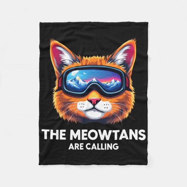 Meowgarerna kallar Cat Lover Mountain Skier Fleecefilt (Framsidan)
