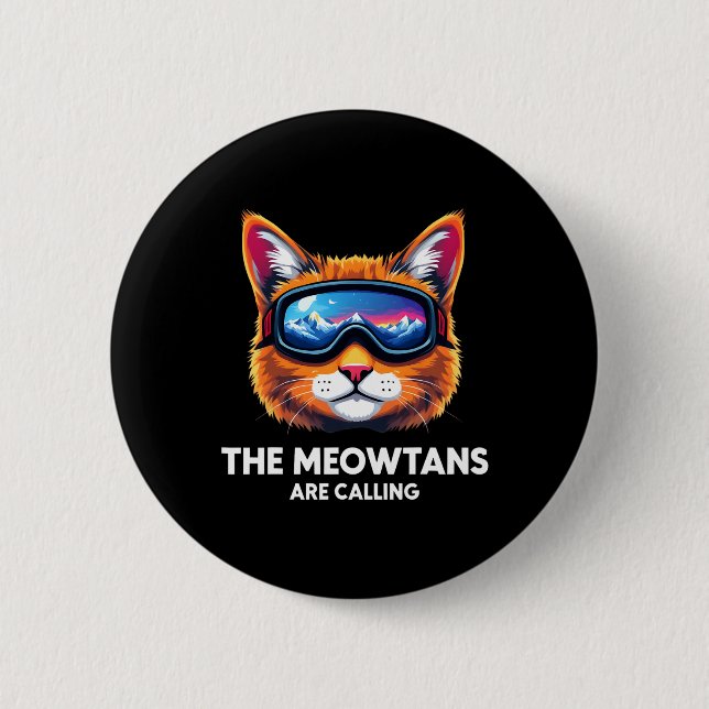 Meowgarerna kallar Cat Lover Mountain Skier Knapp (Framsida)