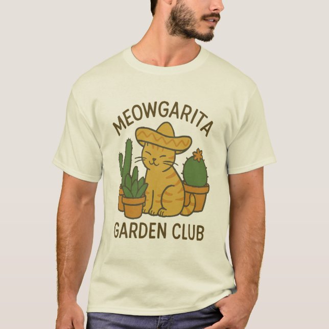 Meowgarita Garden Klubb - Kat & Cactus Tee (Framsida)