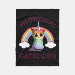 Meowgical Caticorn T Shirt Cat Unicorn Girls Women Fleecefilt