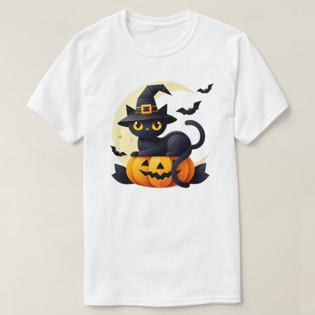 Meowgical Halloween Black cat T Shirt (Design framsida)