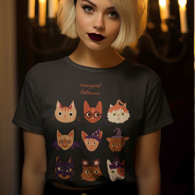 Meowgical Halloween Cats in Costume T Shirt (Skapare uppladdad)