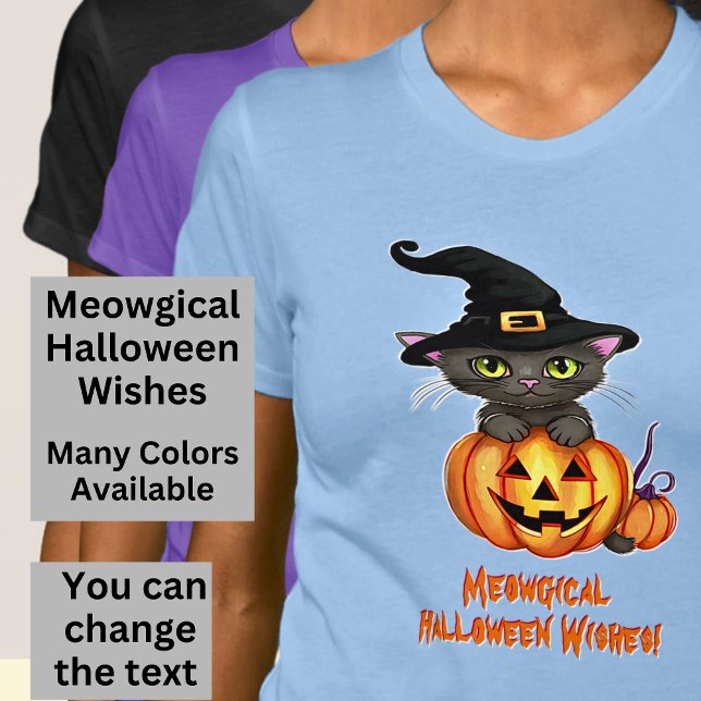 Meowgical Halloween Önskemål Cat Witch Hat Pumpkin T Shirt (Skapare uppladdad)
