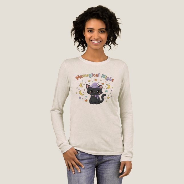 Meowgical Natt Cute Halloween T Shirt (Hel framsida)
