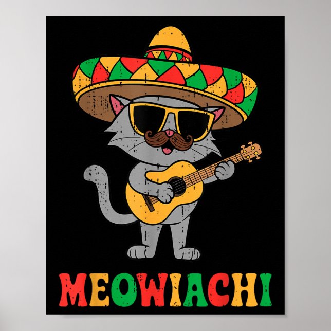 Meowiachi Cat Mariachi Funny Cinco De Mayo Mexican Poster (Framsidan)