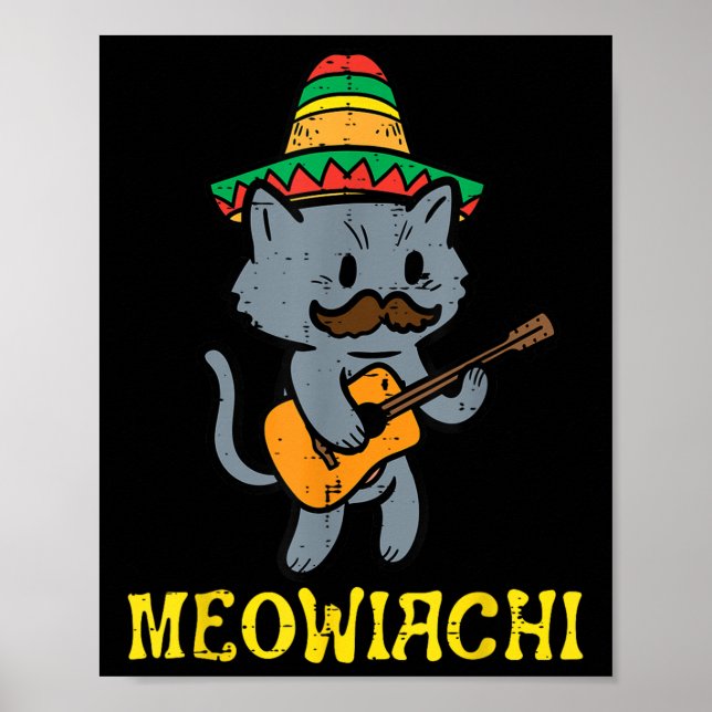 Meowiachi Cat Mariachi Funny Cinco De Mayo Mexican Poster (Framsidan)