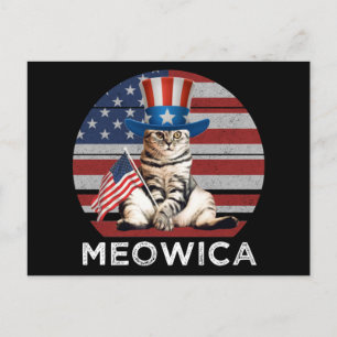 Meowica 4:e juli Patriotic American Cat Vykort