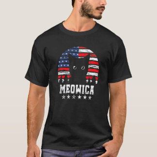 Meowica 4 juli Katt American Flagga Women Manar T Shirt