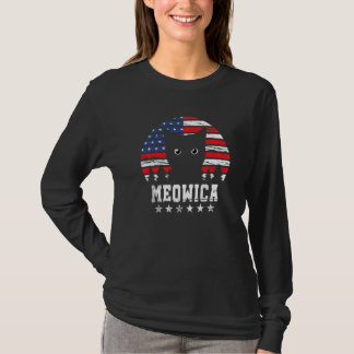 Meowica 4 juli Katt American Flagga Women Manar T Shirt