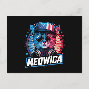 Meowica 4 juli katt amerikansk flagga Amerika USA Vykort