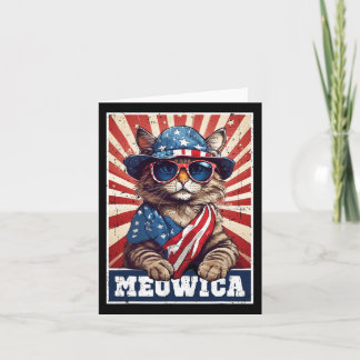 Meowica 4 juli katt amerikansk flagga katt rolig 4 kort