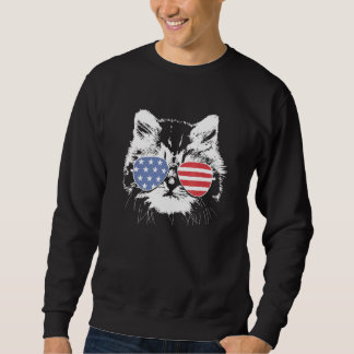 Meowica 4 juli Pawtriotic Kattunge Merica Cat Us F Lång Ärmad Tröja