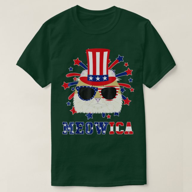 Meowica American Curl Cat 4:e juli T Shirt (Design framsida)