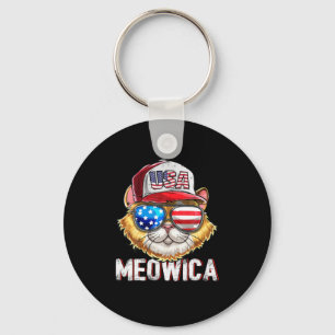 Meowica American Flagga Cat 4:e juli Trucker Nyckelring