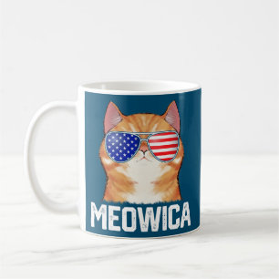 Meowica American Flagga Cat Lover Kaffemugg