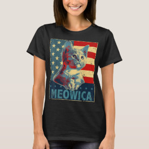 Meowica Cat 4:e juli Patriotic American Flagga Gi T Shirt