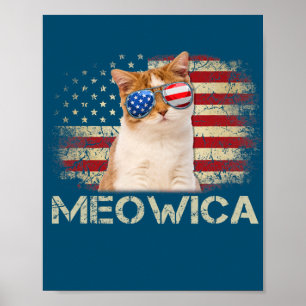 Meowica Cat 4:e juli Patriotic USA Poster