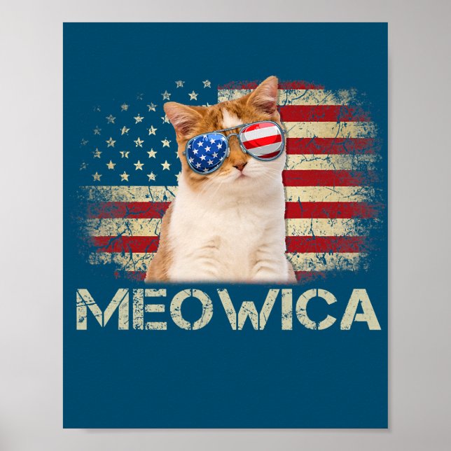 Meowica Cat 4:e juli Patriotic USA Poster (Framsidan)